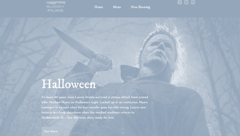 screenshot of bloody films website